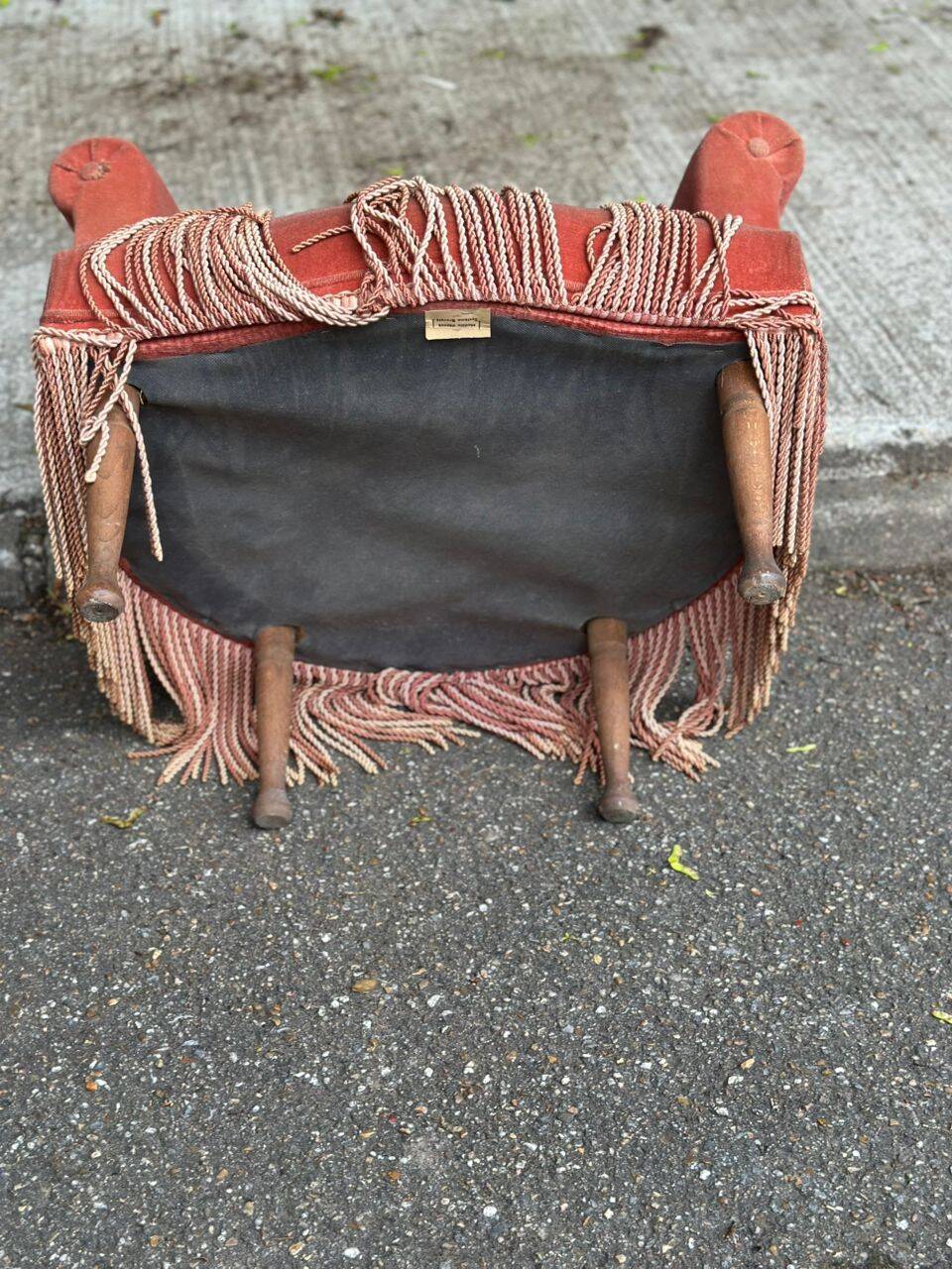 40s pink/salmon velvet crapaud armchair