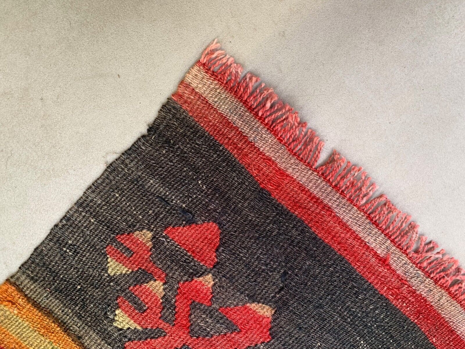 Old Turkish narrow kilim runner 263x62 cm shabby chic, vintage kelim 2494