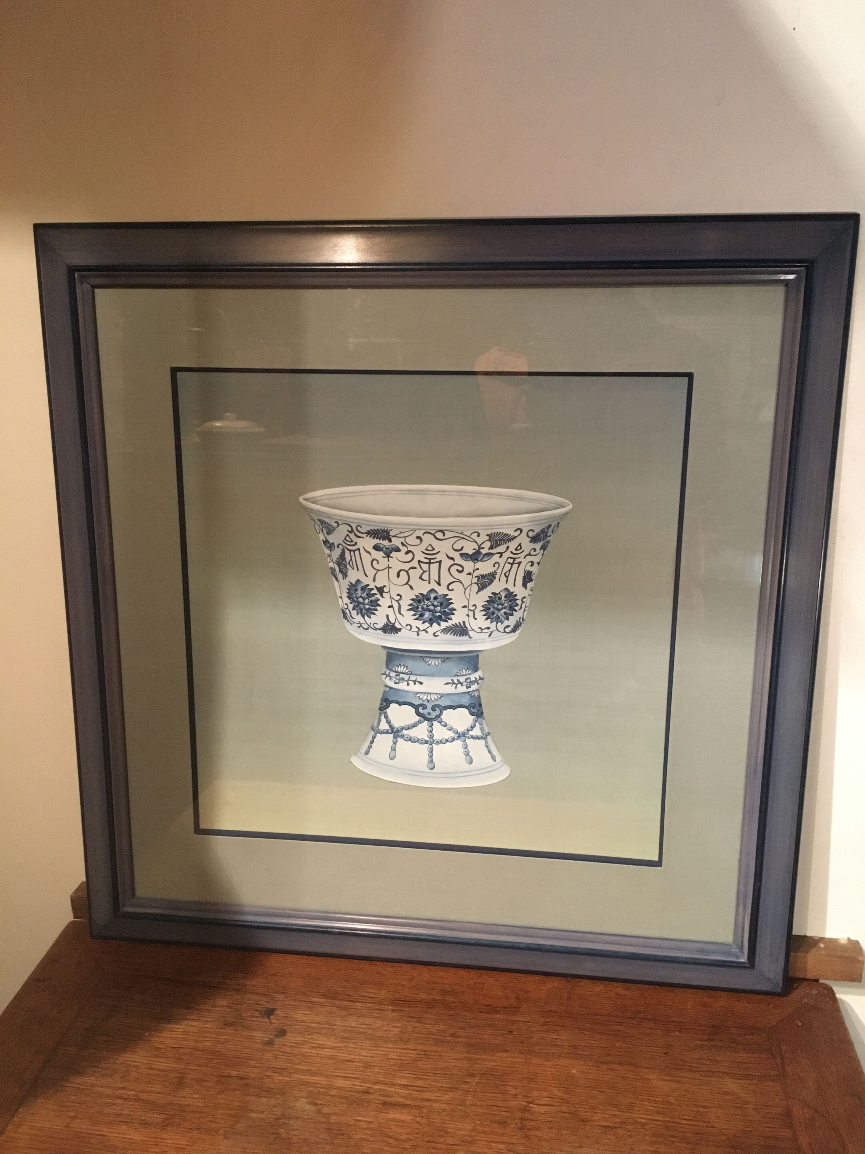 Ming blue and white pottery, hand-painted.