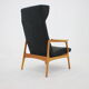 1960s Oak Wing Chair in Bouclé Upholstery, Czechoslovakia