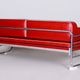 Bauhaus Red Tubular Chromed Steel Sofa from Robert Slezák, 1930s