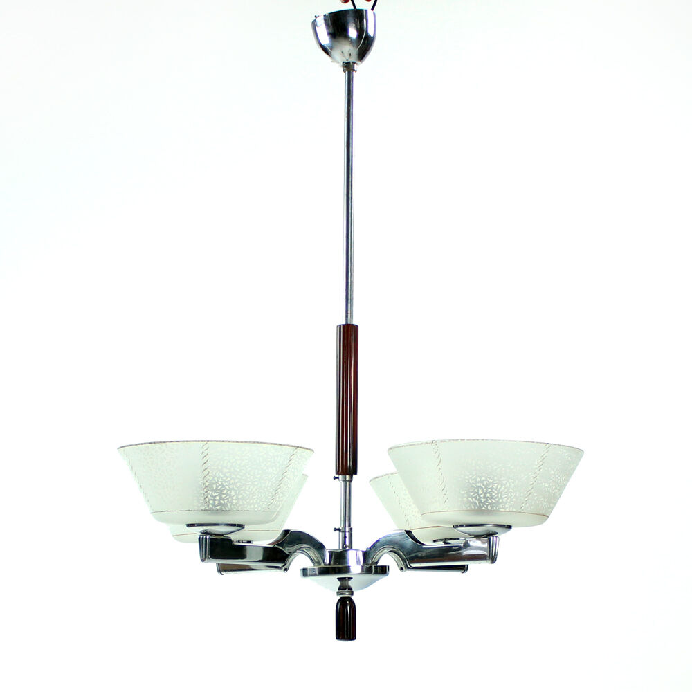 Art deco ceiling light in chrome, Czechoslovakia circa 1940s