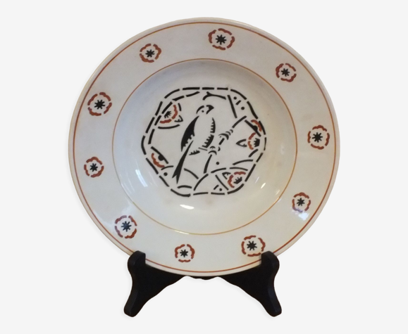 Assiette creuse KG Lunéville Oiselet style Art déco