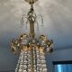Waterfall chandelier with crystal grapevines and golden aluminum 60s-70s