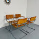 4 vintage tubular chairs with patinated leather designed by Mart Stam