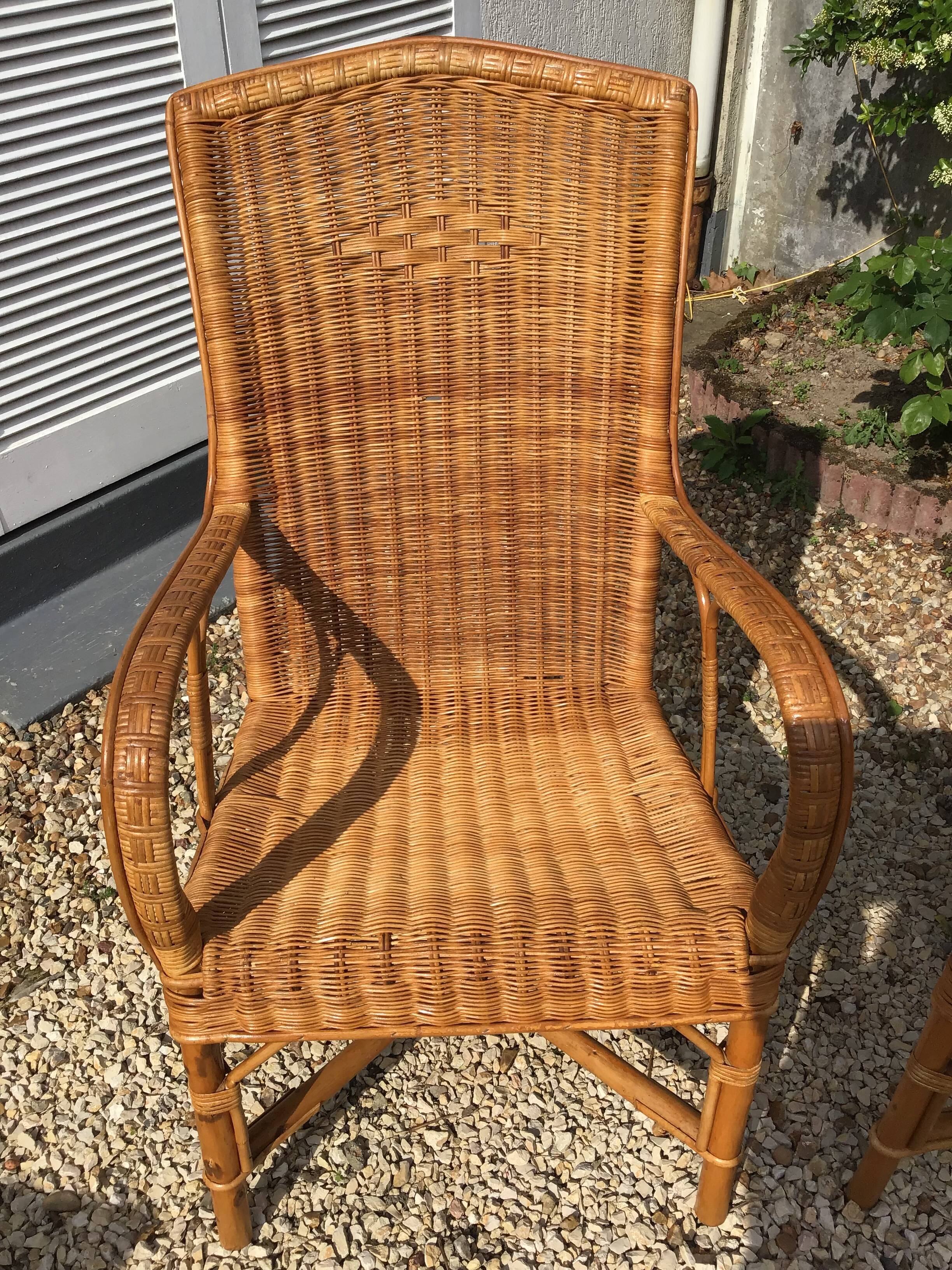 Pair of rattan armchairs