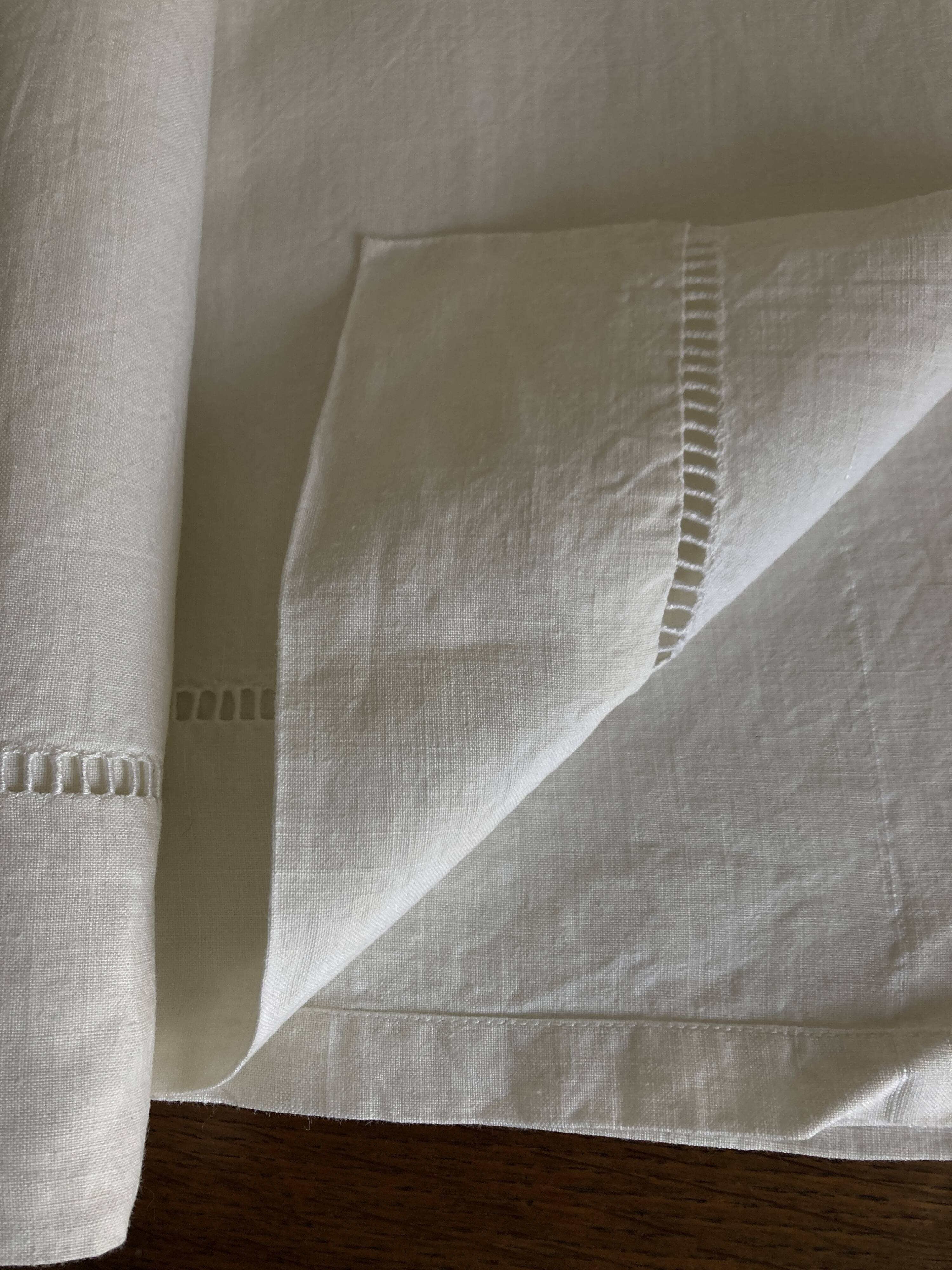 Linen sheet, reserve of antique trousseau, new with openwork and BL modernist L180