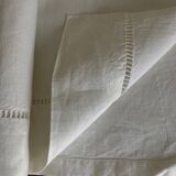 Linen sheet, reserve of antique trousseau, new with openwork and BL modernist L180