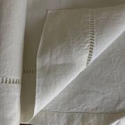 Linen sheet, reserve of antique trousseau, new with openwork and BL modernist L180