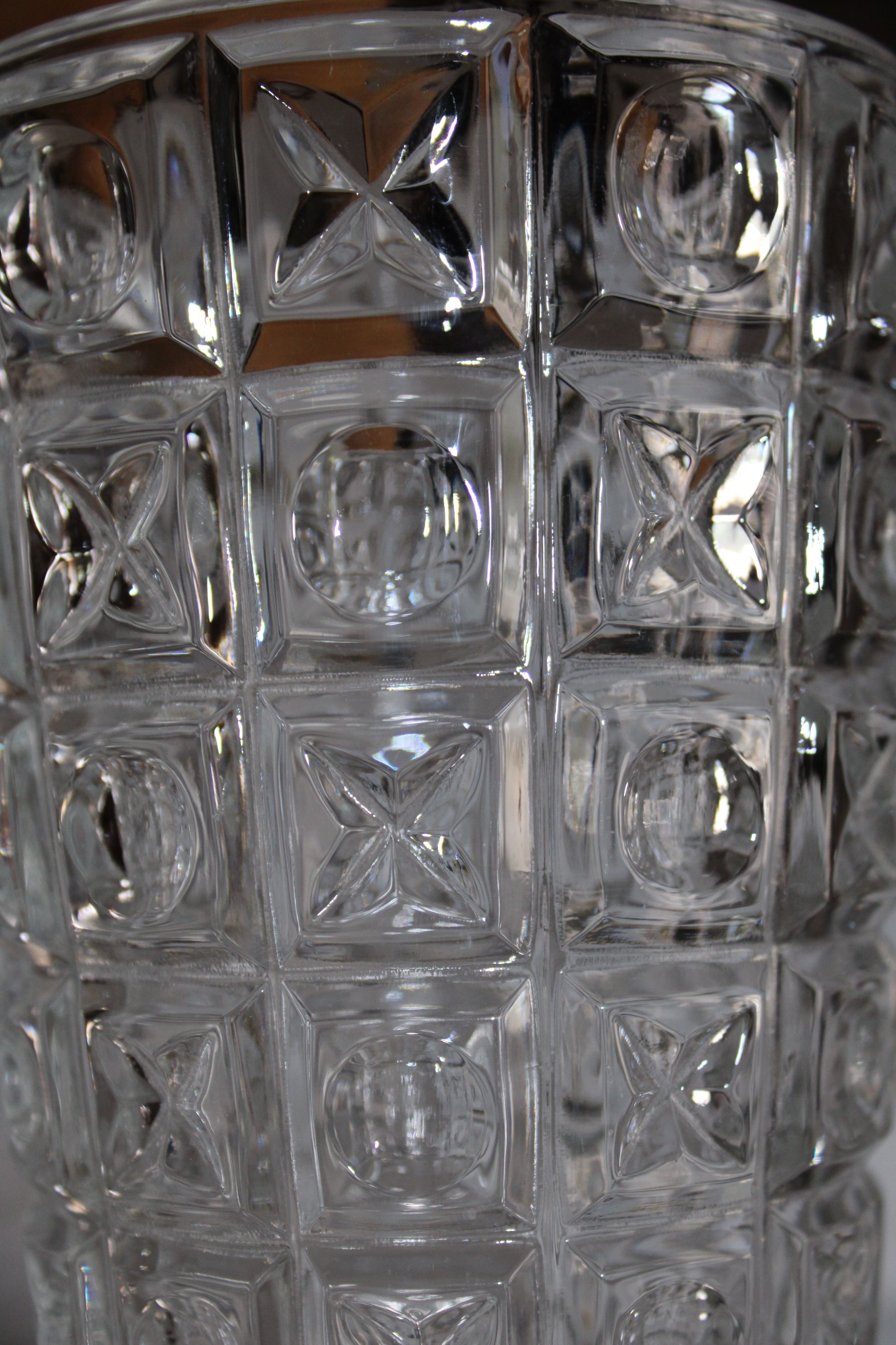 Glass vase 1970 geometric patterns
