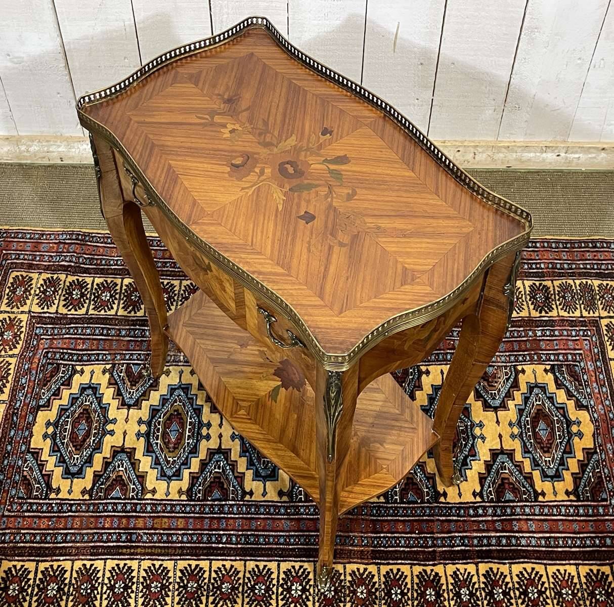 1970s Louis XV style side table in rosewood and beech.
