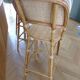 Lot of 3 Maison Louis Drucker light Manila rattan bistro high chairs.