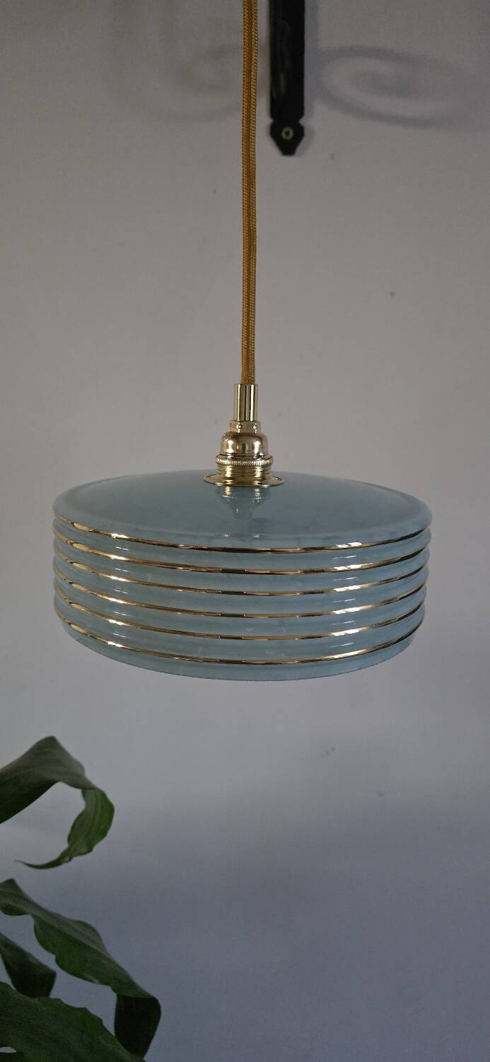 Clichy Glass Blue Portable Pendant Light