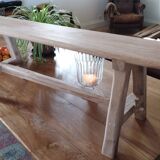 "A frame" bench in solid oak, patinated.