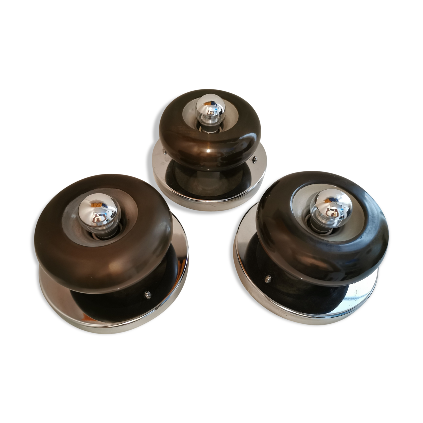 Set of 3 vintage space age sconces 60/70