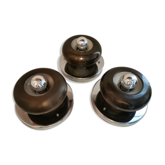 Set of 3 vintage space age sconces 60/70