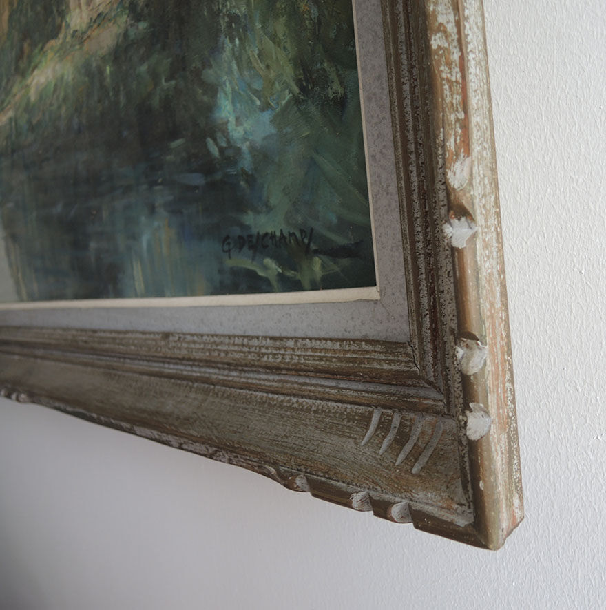 Old oil painting on canvas signed & framed: g. deschamps