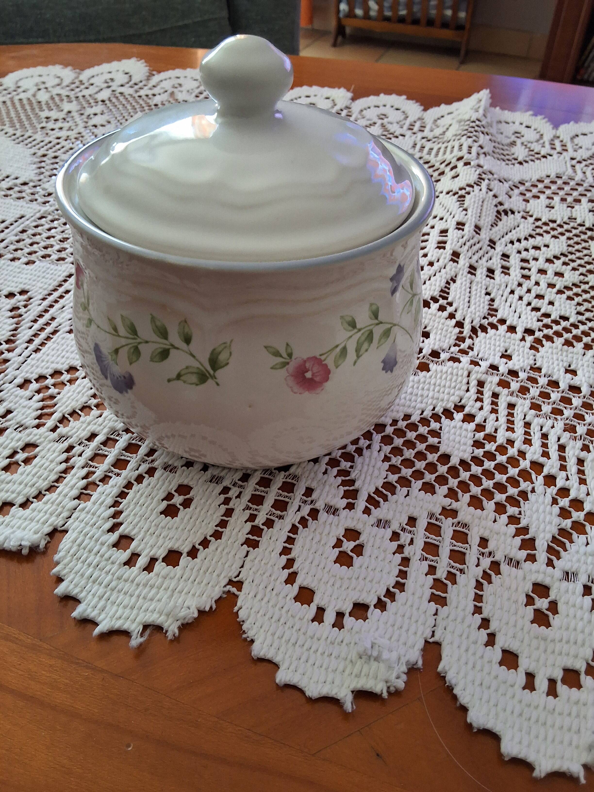 Vintage porcelain sugar bowl English garden