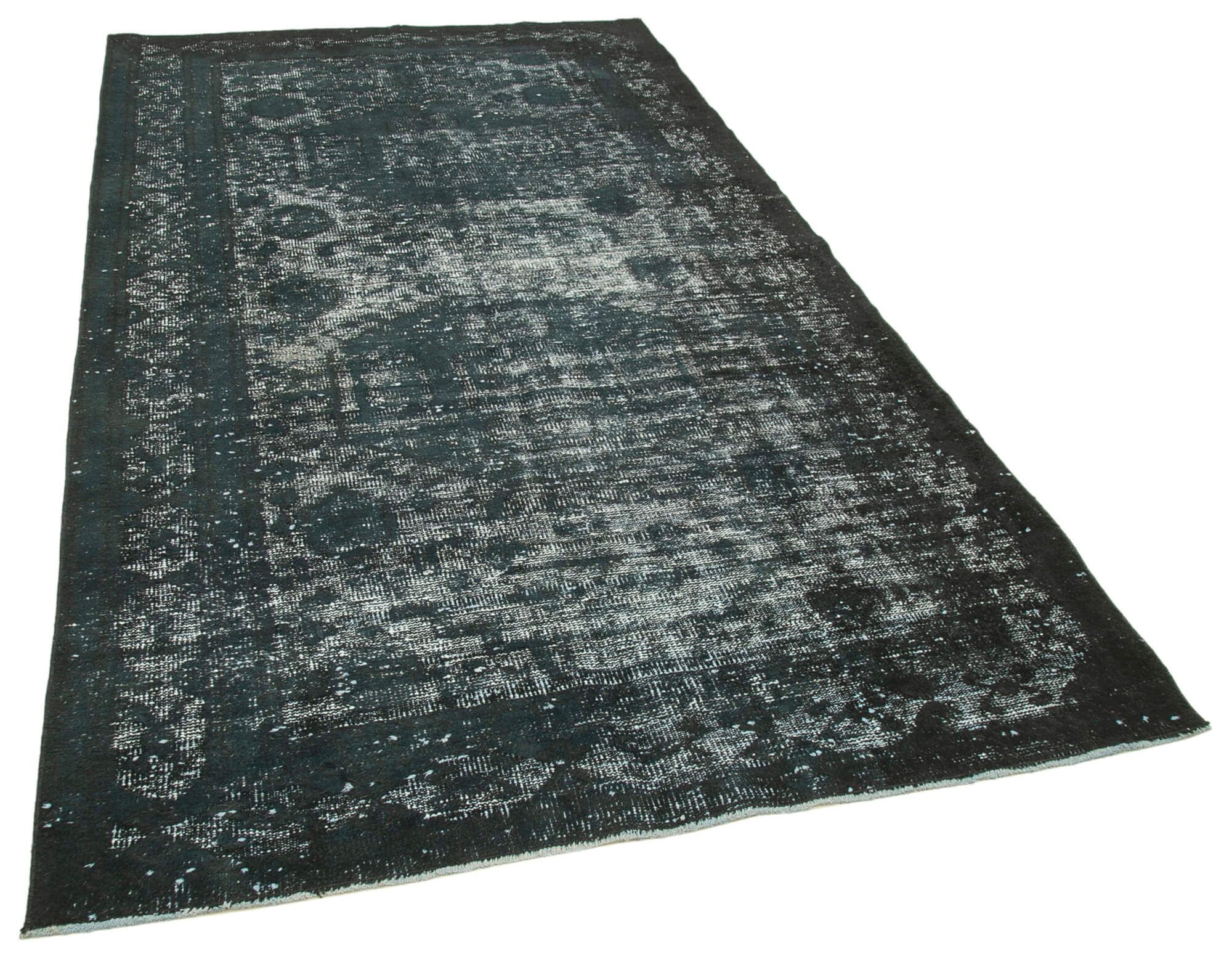 Hand-knotted contemporary oriental 1980s 158 cm x 276 cm black rug