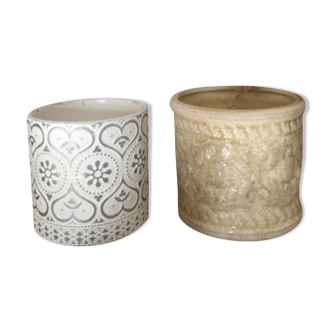 Set of 2 beige and cream pot covers