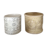 Set of 2 beige and cream pot covers