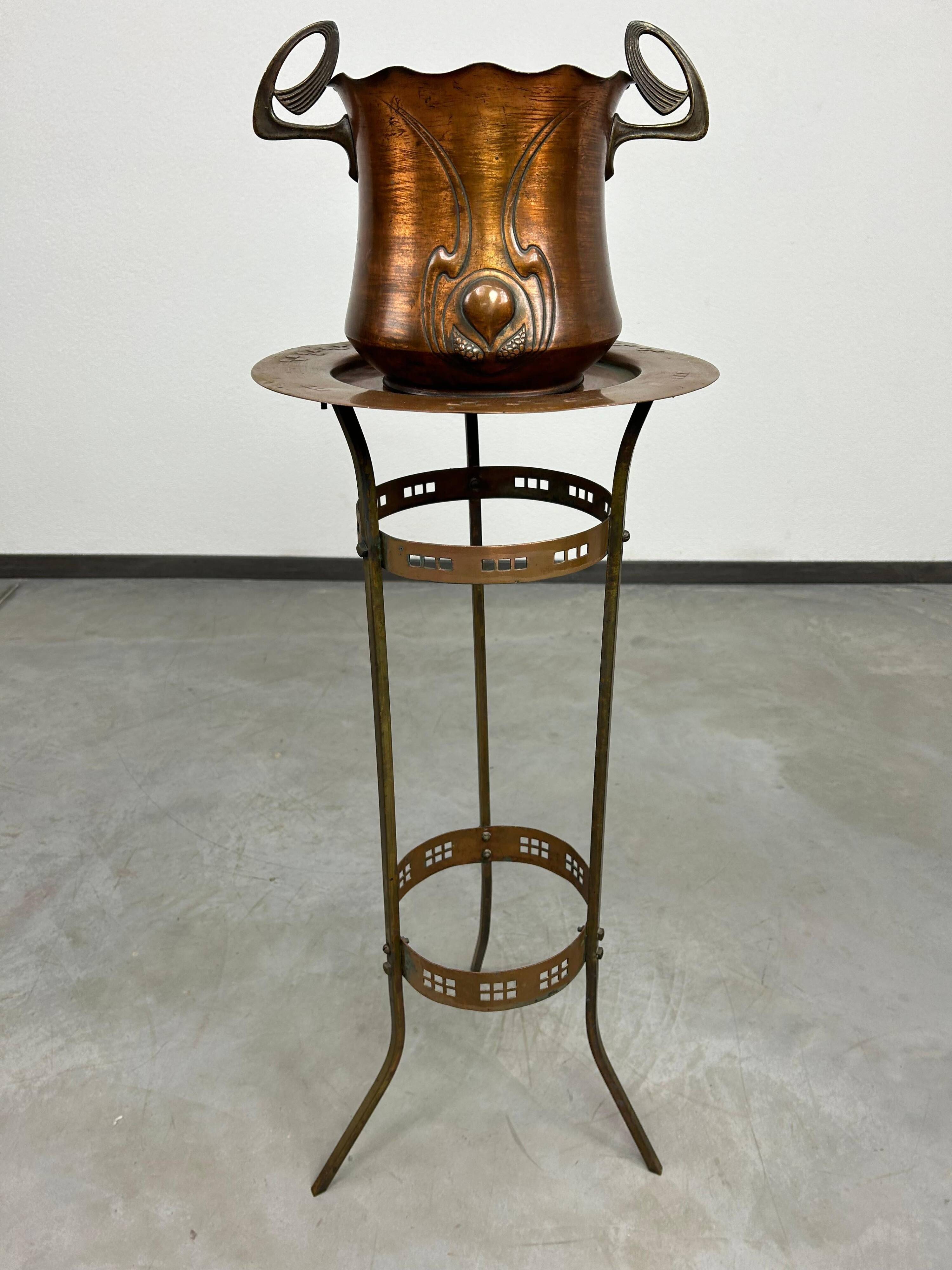 Brass side table from the Vienna Secession by Josef Hoffmann