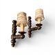 Pair of turned wooden wall lights, France 1940