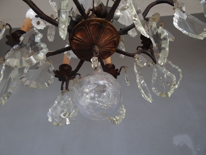 Hanging crystal chandelier and bronze 1900