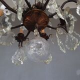 Hanging crystal chandelier and bronze 1900