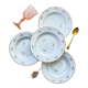 4 assiettes creuses l’amandinoise en porcelaine blanche dorées motif fleuris