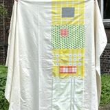 Ecru tablecloth, central pattern, vintage fabric
