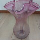 Pink bubble glass corolla vase