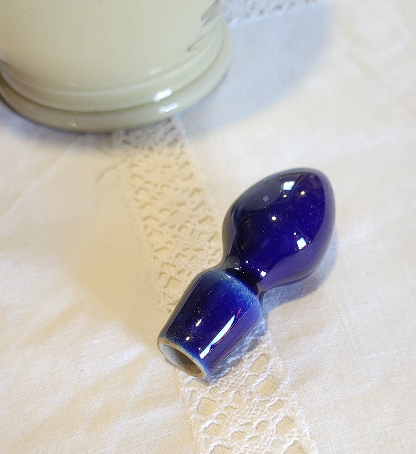 Antique iron-rich earth bottle from Saint Uze, ceramic carafe jug.