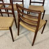 6 Niels Otto Moller chairs model 85 in rosewood