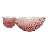 Rosaline service 5 cups and pink glass salad bowl