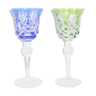 Duo de verres en cristal années 50