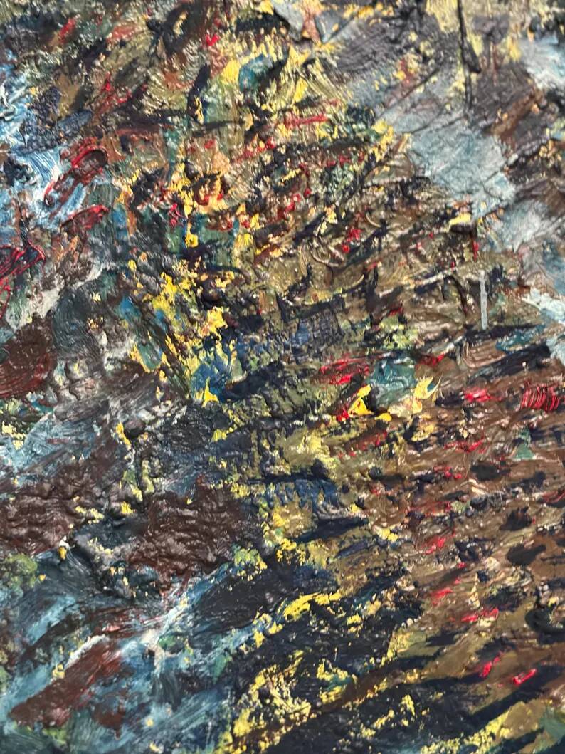 Grande huile sur toile suédoise originale – « Composition » par Valter Gibson