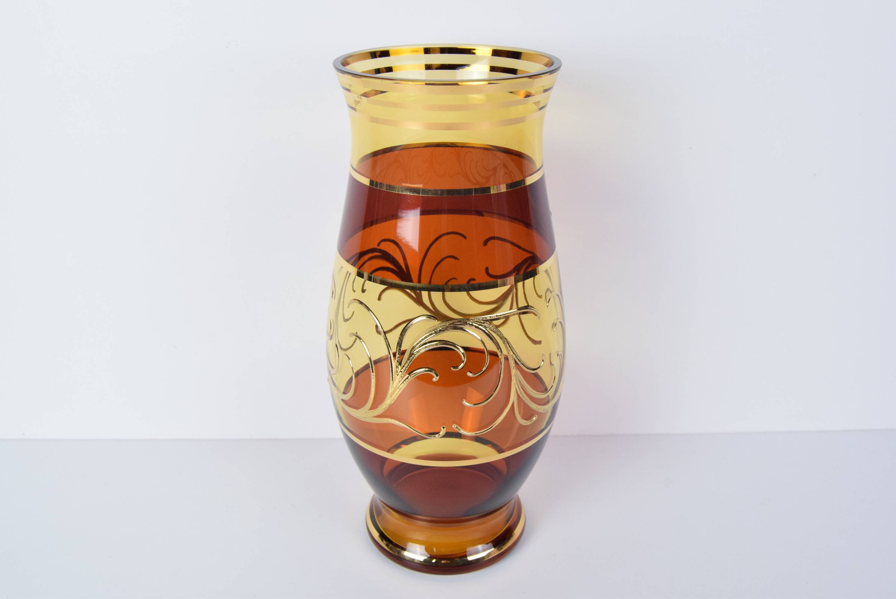 Egermann Czech crystal vase Bohemia Hand painted, gilded, circa 1980s.