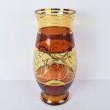 Egermann Czech crystal vase Bohemia Hand painted, gilded, circa 1980s.