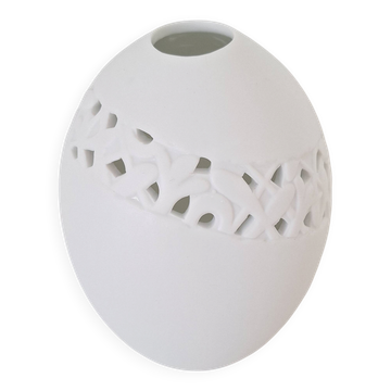 White porcelain egg vase