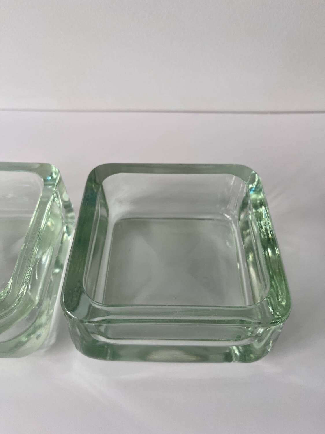 Solid square ashtray made of thick glass