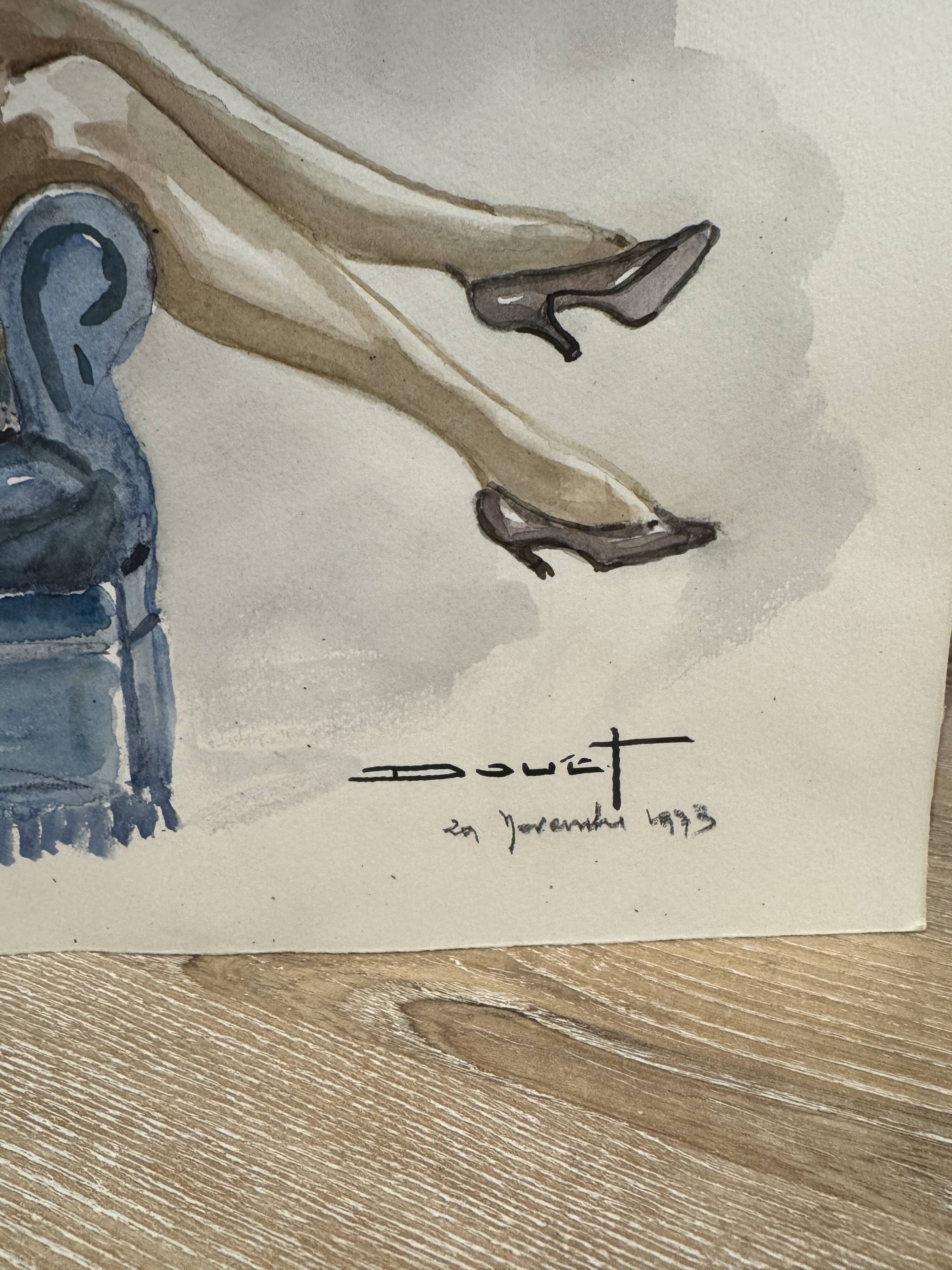 Watercolour signed and dated by Pierre Douet