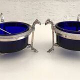 Salières en argent massif (950°/°°°) poinçon 1er coq, époque Empire Consulat