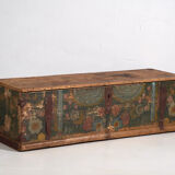 Antique hand-painted trunk with floral motifs (year 1869) #98
