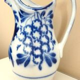 Carafe, antique jug, porcelain with stylised cobalt blue decorations, Art Deco.