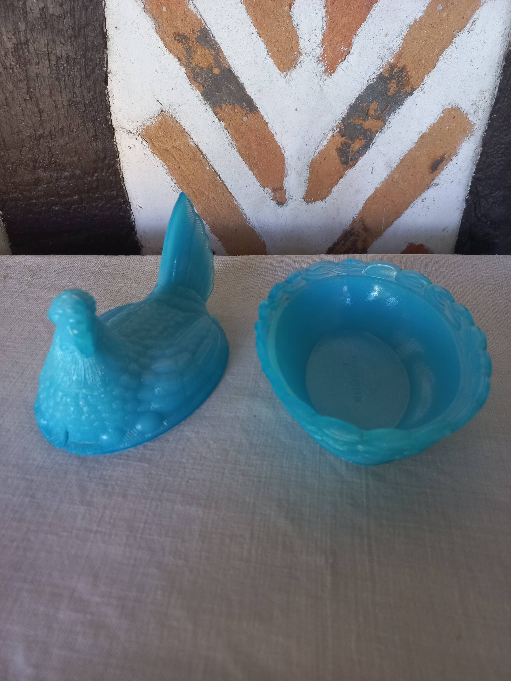 Blue opaline hen candy box