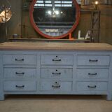 Original 1950s gray patinated 9-drawer craft cabinet