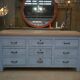 Original 1950s gray patinated 9-drawer craft cabinet