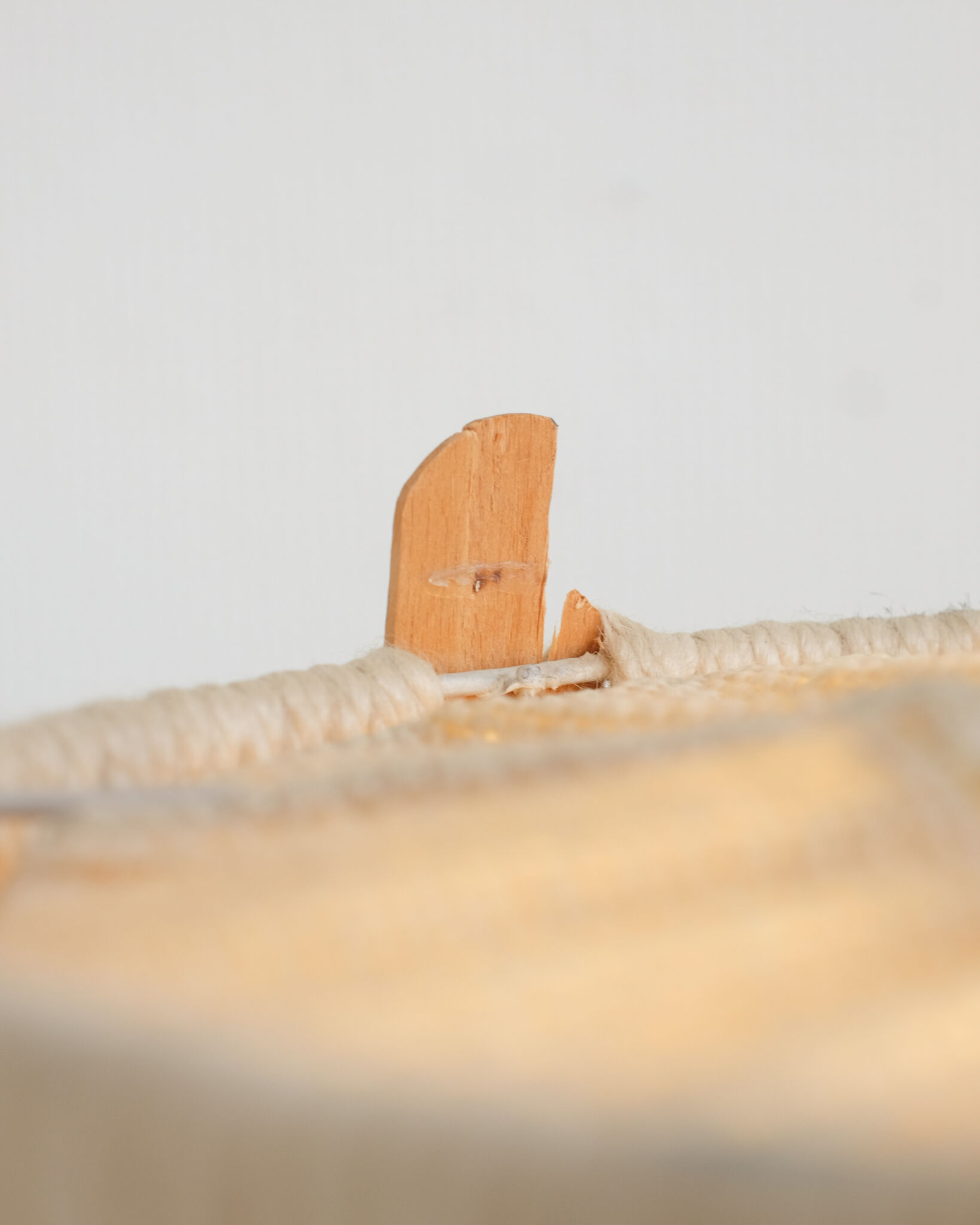 Vintage pendant lamp in wood and wool