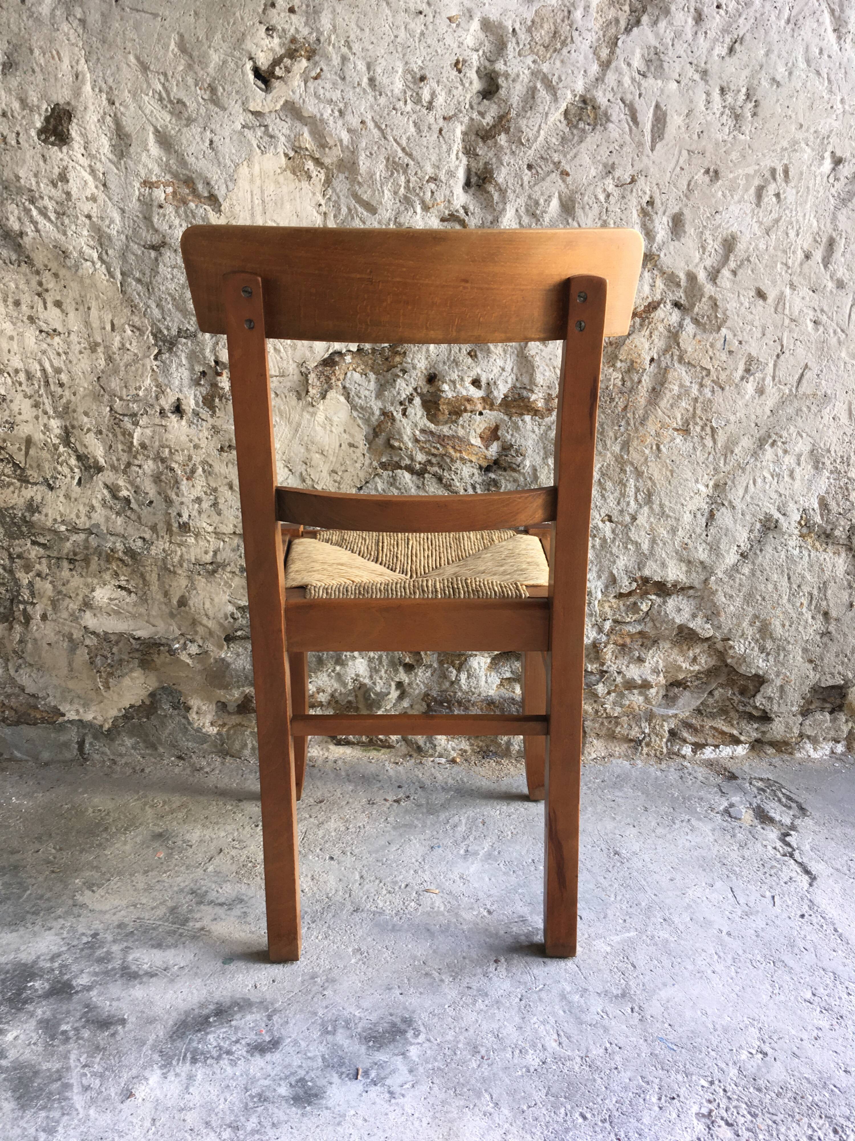 4 chaises vintage en bois et paille